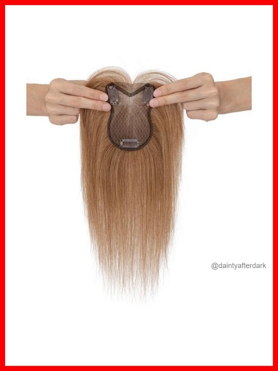 Human Hair Topper for Women, 3D Cover Clip in Bangs with Wispy Bangs, 11 inch